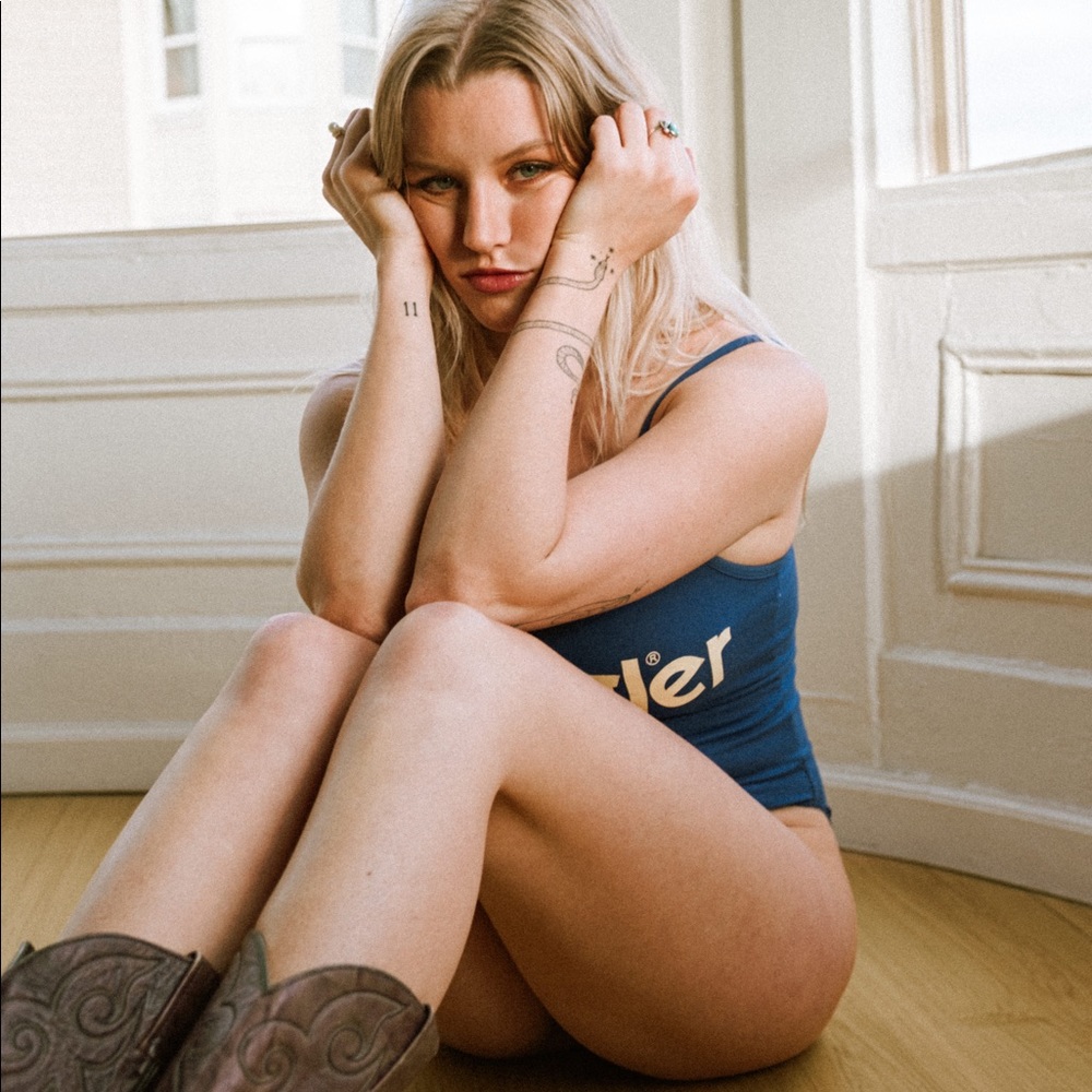 Blue wrangler bodysuit